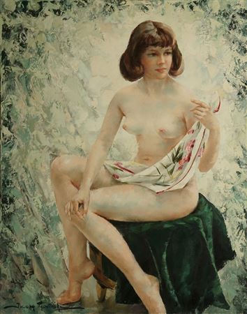 Model with scarf by Igor Talwinski - Auction record, sale price, and art valuation. Compare with similar artists and explore comparable artworks.