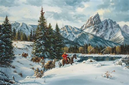 Sample artwork by Gerry Metz (1943 - 2018), known for frontier-indian genre, sculptor - View similar artists and auction records