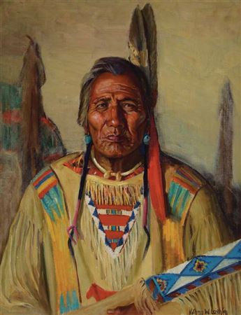 Indian with Turquoise Earrings Portrait