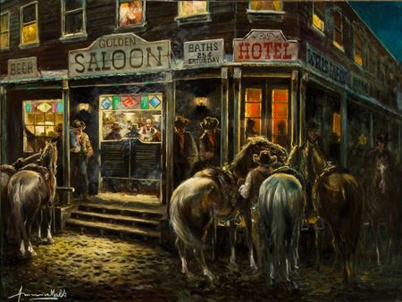 Western Story by Americo Makk - Auction record, sale price, and art valuation. Compare with similar artists and explore comparable artworks.
