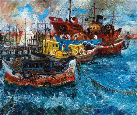 Old Ships at Williamstown (1959) by John De Burgh Perceval - Auction record, sale price, and art valuation. Compare with similar artists and explore comparable artworks.