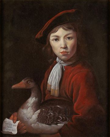 Portrait of Boy with Duck