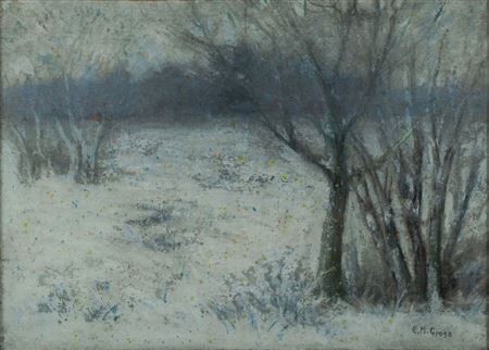 Snowy field with trees