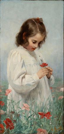 Girl in a field of poppies