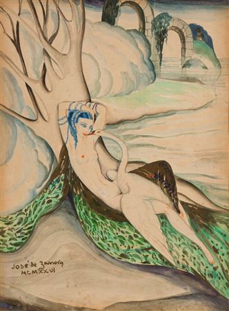 Sample artwork by Jose de Zamora (1892 - 1971), known for art deco costume designs and illustrations - View similar artists and auction records