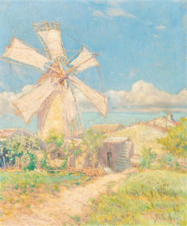 Mallorcan landscape with mill