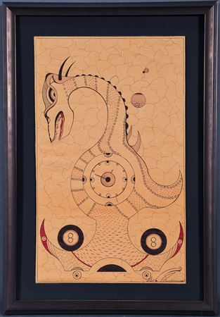 Dinosaur and Eightballs by Welmon Sharlehorne - Auction record, sale price, and art valuation. Compare with similar artists and explore comparable artworks.