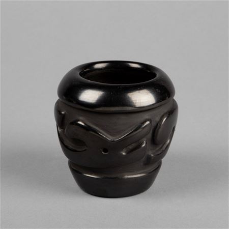 Carved Blackware Jar with Avanyu, 1984