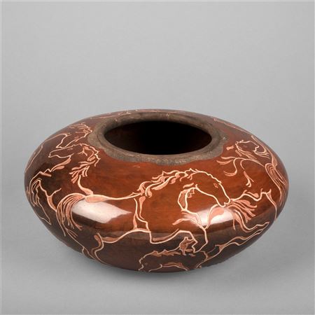 Sgraffito Pot with Horse Design