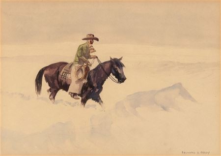 Untitled (Lone Cowboy in Snow)