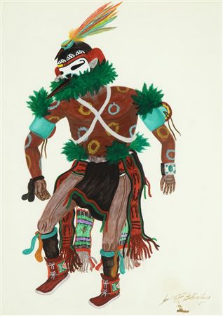 Lot of Two Paintings: Hummingbird Dancer, 1981 + Hopi Dancer, 1981 by Cliff Bahnimptewa - Auction record, sale price, and art valuation. Compare with similar artists and explore comparable artworks.