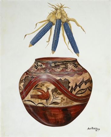 Zia Pot with Three Ears of Corn, 1984