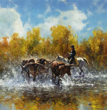 Untitled (Cowboy Herding Cattle)