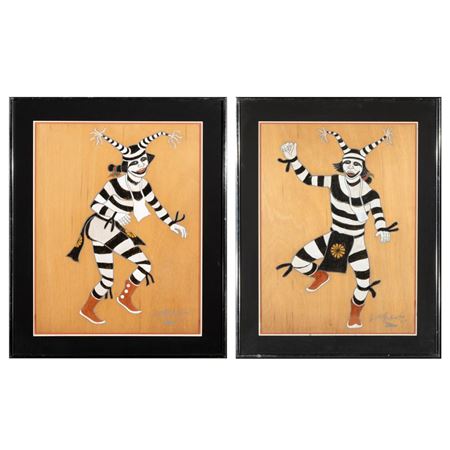 Pair of Koshare Paintings, 1971