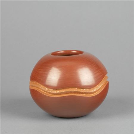 Redware Pot with Carved Micaceous Swirls