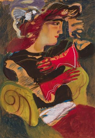 Woman With Red Gloves