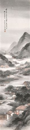 River Village in Misty Rain