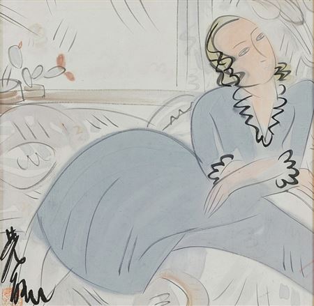 Jeune femme occidentale au divan