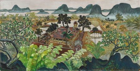 Landscape of Thay Pagoda by Tien Chung Nguyen - Auction record, sale price, and art valuation. Compare with similar artists and explore comparable artworks.