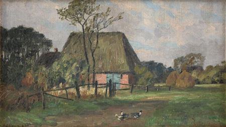 "Ducks on a Farm in Boldixum," CIRCA 1900