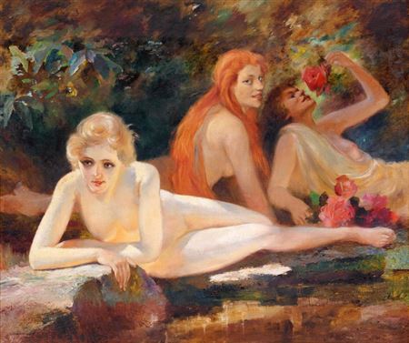 Drei Nymphen am Waldbach. by Paul Barthel - Auction record, sale price, and art valuation. Compare with similar artists and explore comparable artworks.