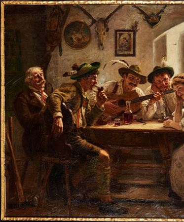 Happy company in Munich by Oscar Graef - Auction record, sale price, and art valuation. Compare with similar artists and explore comparable artworks.