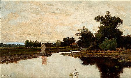 Saltmarsh with Figure by a Sailboat, 1882