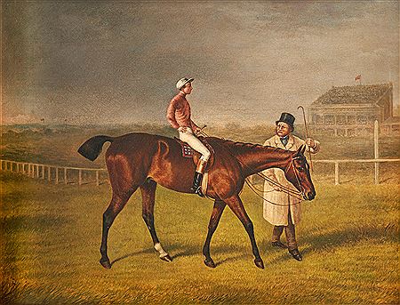Racehorse with Jockey Up with Owner by William Eddowes Turner - Auction record, sale price, and art valuation. Compare with similar artists and explore comparable artworks.