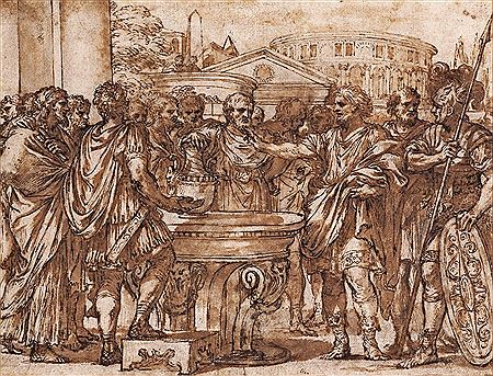 Recto: Julius Caesar preferring his Agrarian Law Verso: A partial male figure study and a study of a kneeling child with clasped hands by Ciro Ferri - Auction record, sale price, and art valuation. Compare with similar artists and explore comparable artworks.
