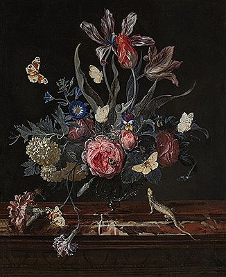 Sample artwork by Otto Marseus Van Schrieck (1619 - 1678), known for still life, landscape painting, plant studies with lizards and insects - View similar artists and auction records