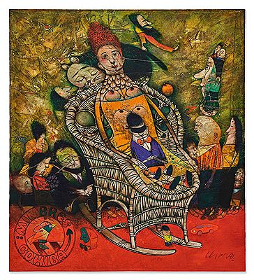 Sample artwork by Pedro Pablo Oliva (Born 1949), known for modernist figurative painting-social commentary - View similar artists and auction records