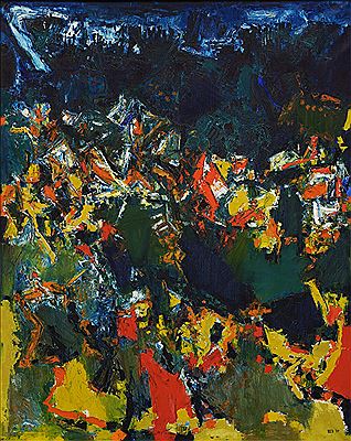 Sample artwork by Syed Haider Raza (1922 - 2016), known for abstract, highly colored painting,  landscape, circle shapes, symbolism - View similar artists and auction records