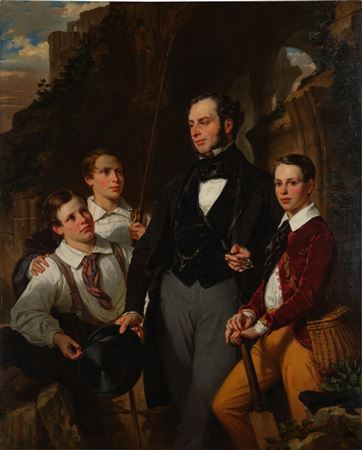 Portrait of Laurence Davidson and His Three Sons by Eugene Francois Marie Joseph Deveria - Auction record, sale price, and art valuation. Compare with similar artists and explore comparable artworks.
