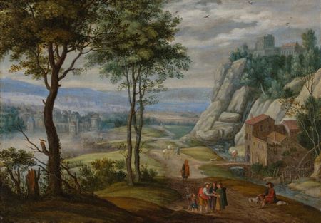 Landscape with Travelers and Fortune Tellers by Isaac Van Oosten - Auction record, sale price, and art valuation. Compare with similar artists and explore comparable artworks.