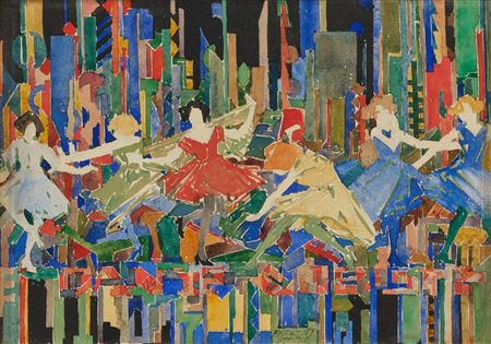 Sample artwork by Fritz Wilhelm Pfeiffer (1889 - 1960), known for modernist marine, floral and townscape painting, abstraction, illustration - View similar artists and auction records