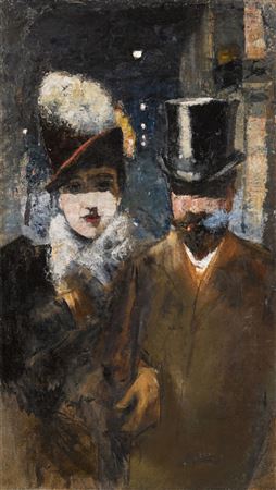 Dame und Herr, Unter den Linden (Lady and Gentleman, Unter den Linden) by Lesser Ury - Auction record, sale price, and art valuation. Compare with similar artists and explore comparable artworks.