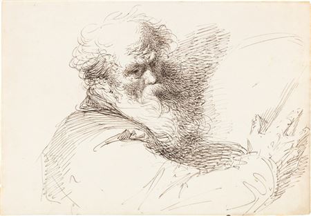 The head of an bearded old man, half-length, holding a book
