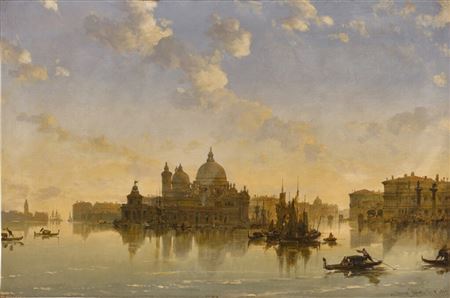 Venice, a view of the Church of Santa Maria della Salute and the Grand Canal