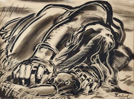Sample artwork by Zainul Abedin (1914 - 1976), known for figure painting, ink sketches of famine horror, modernist art - View similar artists and auction records