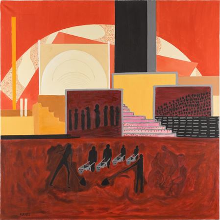 Untitled (Min Alaalm fi Tawr Alqamar - Of the World in the Moon Phase) by Aref El-Rayess - Auction record, sale price, and art valuation. Compare with similar artists and explore comparable artworks.