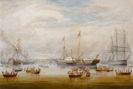 The Steam Yacht 'Victoria and Albert' in Cork Harbour, 1849 by George Mounsey Wheatley Atkinson Sr - Auction record, sale price, and art valuation. Compare with similar artists and explore comparable artworks.