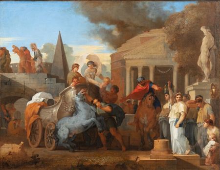 Lucius Albinus giving up his chariot to the vestals during the sack of Rome in 390 BC