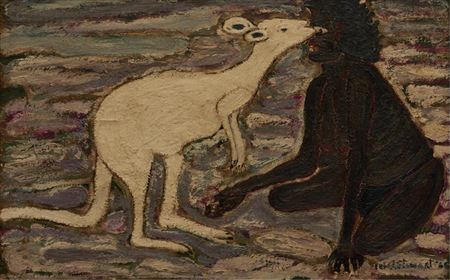 Aboriginal Woman Playing with a Rare White Kangaroo by Eric L Stewart - Auction record, sale price, and art valuation. Compare with similar artists and explore comparable artworks.