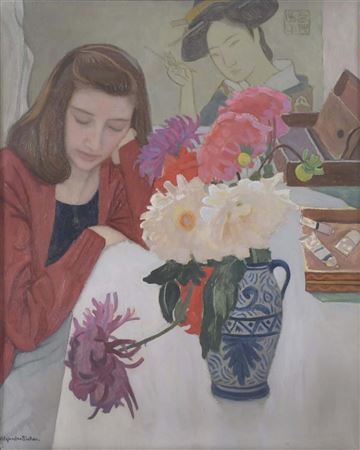 "CHICA CON FLORES" by Alexandre Siches - Auction record, sale price, and art valuation. Compare with similar artists and explore comparable artworks.