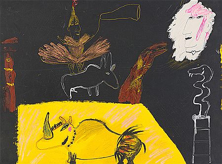 Girl and Rhino in Yellow
