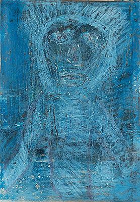 On blue