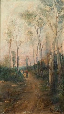Wooded path with characters
