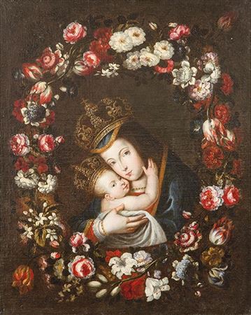 Virgin of Bethlehem in a floral border
