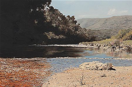 River landscape by Dale Elliott - Auction record, sale price, and art valuation. Compare with similar artists and explore comparable artworks.