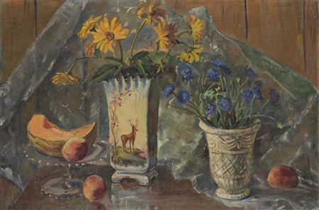 Still Life with Fruit and Flowers by Laura Wheeler Waring - Auction record, sale price, and art valuation. Compare with similar artists and explore comparable artworks.
